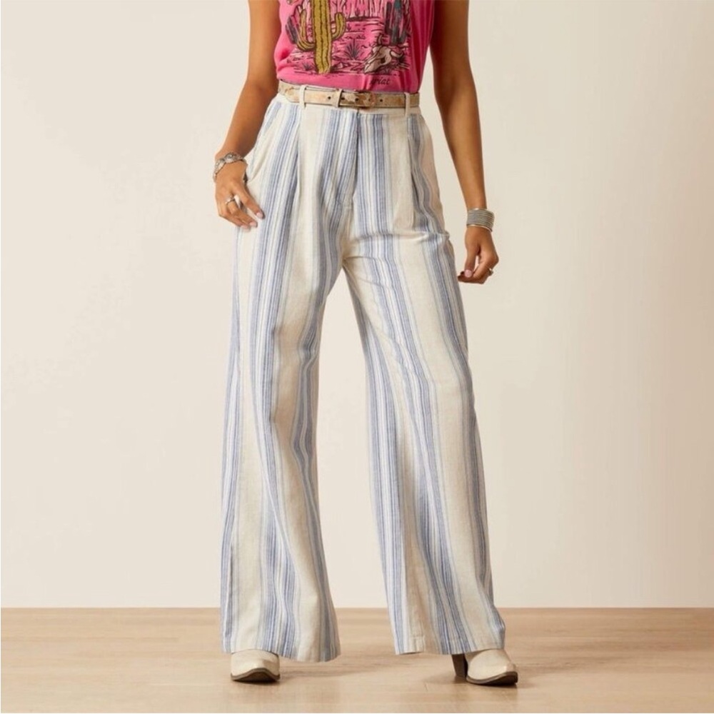 Ariat Butler Striped wide leg pants coastal beachy boho railroad carpenter small